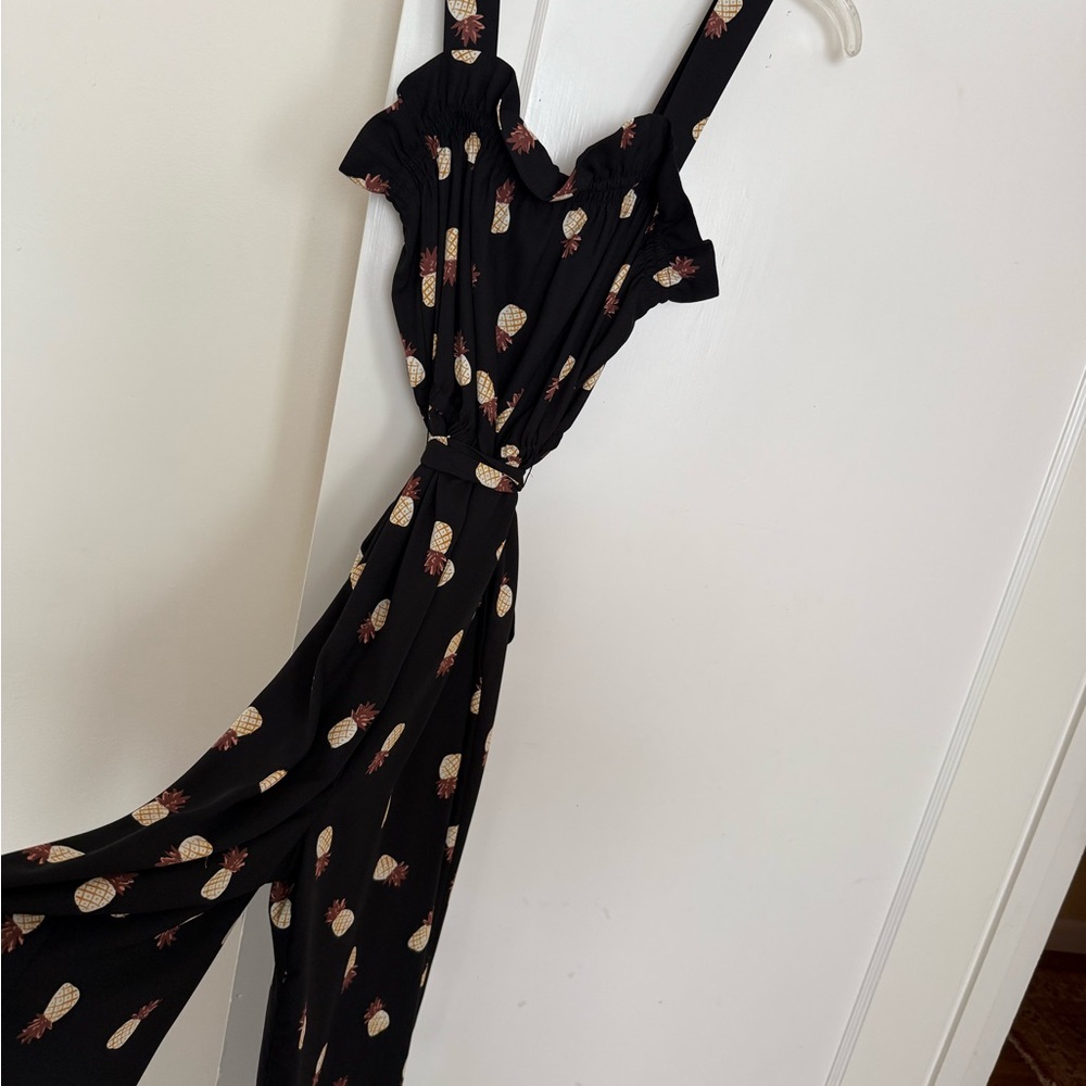 Black Pineapple Print Jumpsuit